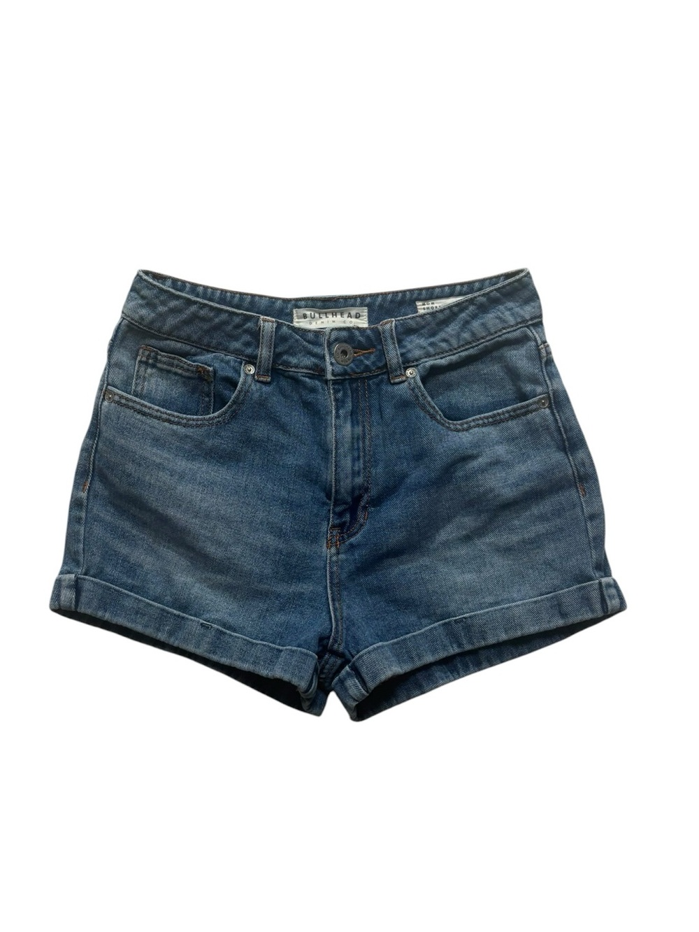 Bullhead Women’s High-Rise Cuffed Denim Shorts - Medium Blue